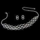 Silver Clear Rhinestone Necklace & Earring Set NE 70141