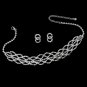 Silver Clear Rhinestone Necklace & Earring Set NE 70141