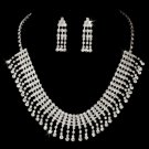 Silver-Clear Rhinestone Choker Necklace & Earring Set NE3094