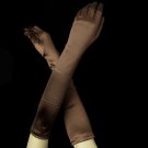 Satin Bridal Bridesmaid Gloves - Brown