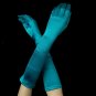 Satin Bridal Bridesmaid Gloves - Teal Green