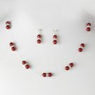 Necklace Earring Set 206 Red Clear