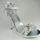 Saxon Silver High Heel Crystal Buckle Evening Shoe