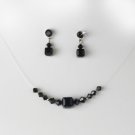 Black Crystal Illusion Necklace & Earring Set NE 233