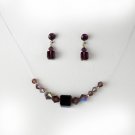 Amethyst / AB Illusion Necklace & Earring Set NE 233