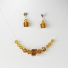Tan Crystal Illusion Necklace & Earring Set NE 233