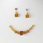 Tan Crystal Illusion Necklace & Earring Set NE 233