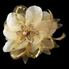 Gold Feather Fascinator Hair Accent or Brooch HP 8106
