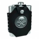 8oz Stainless Steel Flask with Skull & Cross Bones Emblem