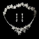 Swarovski Crystal Bridal Necklace Earring & Tiara Set NE 6855 & HP 7817