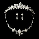 Pearl & Crystal Necklace Earring & Tiara Set: NE 6858 & HP 8452