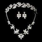 Crystal Bridal Necklace Earring & Tiara Set NE7601-HP7010