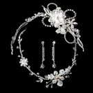 Swarovski Crystal Silver Bridal Necklace Earring & Tiara Set 7802