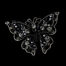Brooch 73 Rhodium Black Clear Butterfly