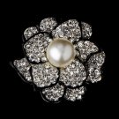 Brooch 30395 Rhinestone & Pearl Rose Brooch