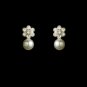Silver & White Pearl Flower Earrings E 502