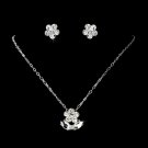 Necklace Earring Children Jewelry Set 410 Silver Clear