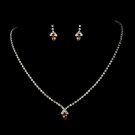 Beautiful Silver and Tan Crystal Jewelry Set NE 342