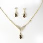 Gold Brown Crystal Drop Jewelry Set NE 344