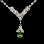 Silver Peridot Green Crystal Drop Jewelry Set NE 344
