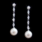 Cubic Zirconia & Pearl Drop Bridal Earrings E 2148
