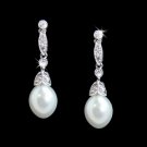 Simple Cubic Zirconia Vintage Bridal Pearl Drop Earrings E 3877
