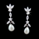 Marquise Cubic Zirconia & Pearl Drop Bridal Earrings E 3891