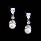 Dainty Cubic Zirconia & Pearl Drop Bridal Earrings E 3905