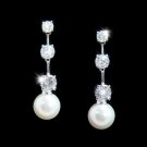 Three Stone Cubic Zirconia Bridal Earrings with Pearl Drop E 3956