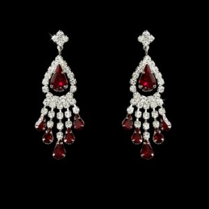 Silver Red Chandelier Earring E 24792