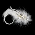 Crystal Feather Bridal Hair Clip 5282 Ivory or White