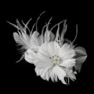 Beautiful Feather Fascinator Bridal Flower Comb 441 White or Ivory