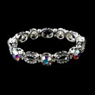 Beautiful Silver Stretch Bracelet with Aurora Borealis Crystals 10416