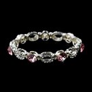 Beautiful Silver Stretch Bracelet with Pink Crystals 10416