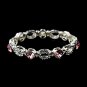 Beautiful Silver Stretch Bracelet with Pink Crystals 10416