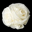 Ivory X Large Garden Rose Cluster on Alligator Clip 419