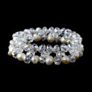 Clear Aurora Borealis & Pearl Bracelet 8519 Silver Ivory Aurora Borealis