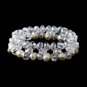 Clear Aurora Borealis & Pearl Bracelet 8519 Silver Ivory Aurora Borealis