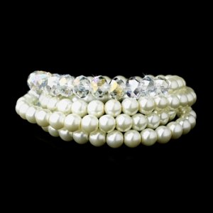 Timeless Ivory Pearl & Austrian Crystal Wrap Bracelet 8559