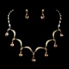 Gold Light Brown Necklace Earring Set 71562