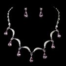 Light Amethyst and Crystal Teardrop Necklace 71562