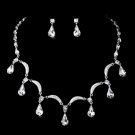 Silver Clear Necklace Earring Set 71562