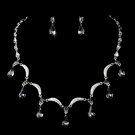 Silver Smoked Black Diamond Necklace Earring Set 71562
