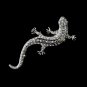 Antique Silver Clear Aurora Borealis Rhinestone Lizard Brooch 100