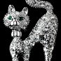 Antique Silver Clear Rhinestone Cat w/ Green Eyes Brooch 101
