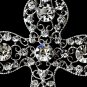 Antique Silver Clear Rhinestone Cross Brooch 105