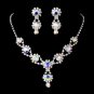 Silver Necklace & Earring Set with Aurora Borealis Crystals and Clear Rhinestones 4362
