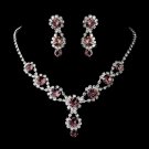 Silver Necklace & Earring Set with Light Amethyst Crystals 4362