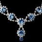 Silver Necklace & Earring Set with Light Sapphire Crystals & Clear Rhinestones 4362