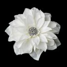 Rhodium Dahlia Hair Clip 517 with Ivory Petals & Sparkling